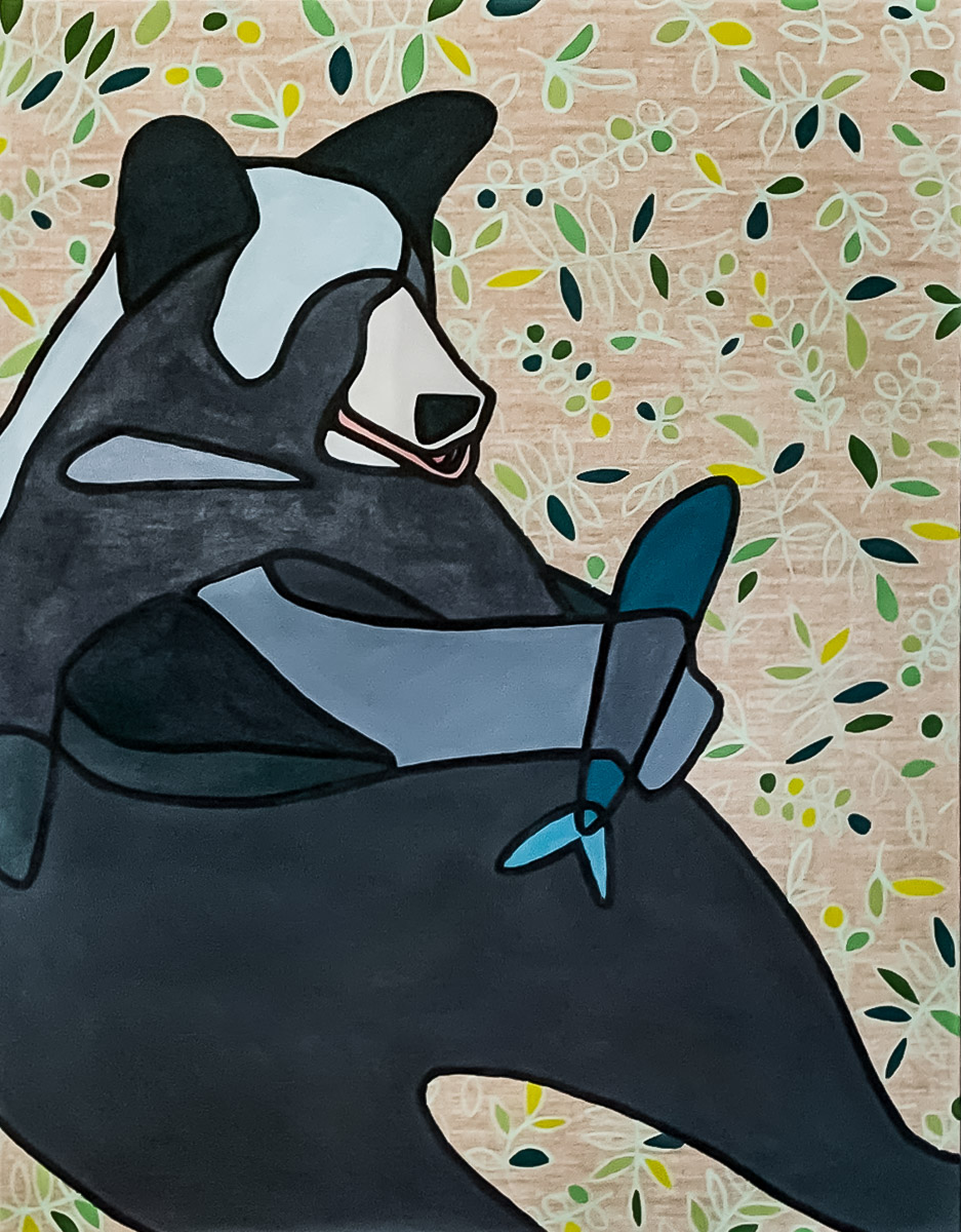 Black Bear & Fishie - Oils on Linen - KleykArt - Kailey Weaver - Sarasota, Florida Local Artist